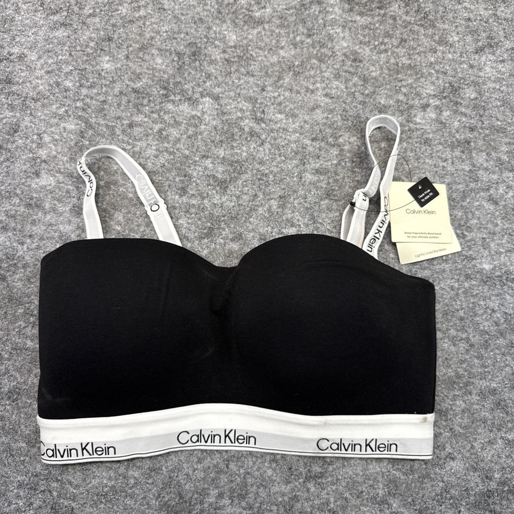 NEW Calvin Klein Icon Cotton Bandeau Bra women's large black white full coverage